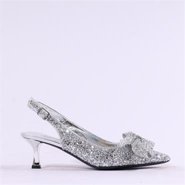 Una Healy I'm Not OK Bow Low Slingback - Chrome